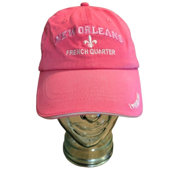 New Orleans French Quarter I Heart N'AWLINS Pink Hook And Loop Baseball Hat Cap - Picture 1 of 4